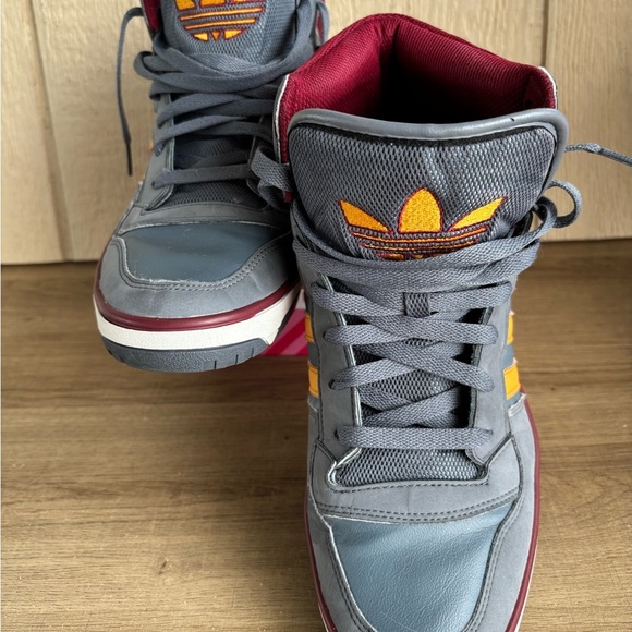 Adidas Gray and Red High-Top Athletic Shoes - Picture 9 of 12